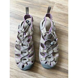 KEEN Women's Sandals Whisper  Grey Purple Suede Hiking Bungee Shoes SZ: 9